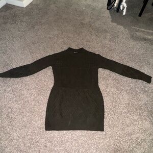 Dark Green Knit Sweater Dress